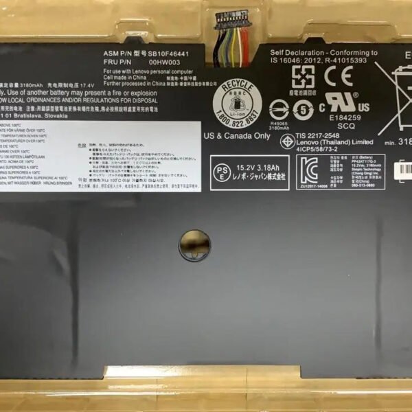 Original Lenovo 00HW003 Laptop Battery, 15.2V 3040mAh for X1 Carbon 20A8004KAU