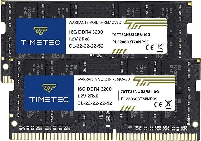 Timetec 32GB KIT(2x16GB) DDR4 3200MHz CL22 SODIMM 260-Pin Laptop RAM in UAE