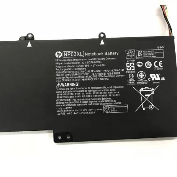 Original HP NP03XL Laptop Battery, 11.4V 3720mAh for Envy 15T-U000