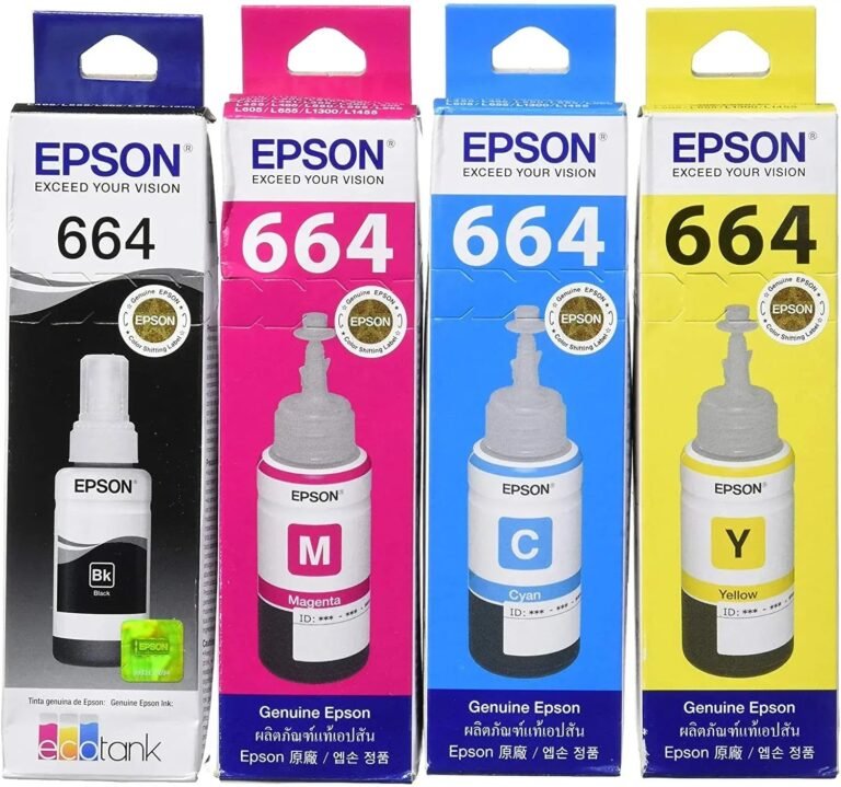 Epson 664 Refill Ink Set T6641 T6642 T6643 T6644, 70 ml Compatible Ink Bottles for EcoTank L-Series Printers
