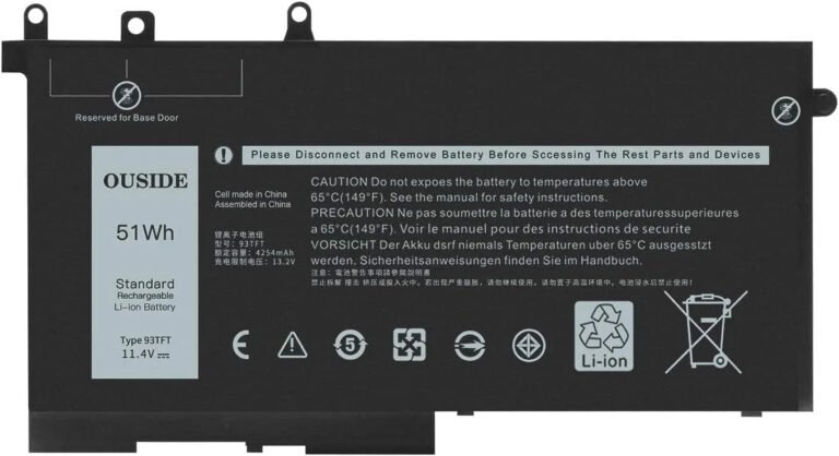Compatible Dell 93FTF Laptop Battery, 11.4V 51Wh for 93FTF 3andgt