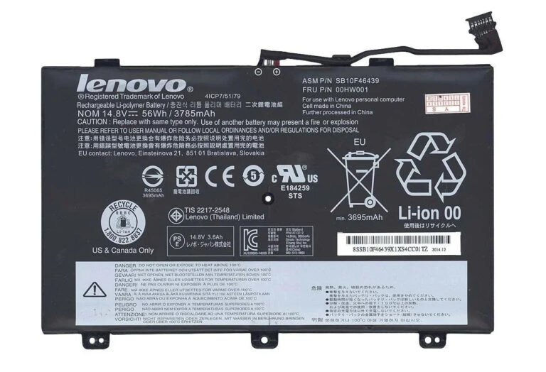 Original Lenovo 00HW001 Laptop Battery, 14.8V 3785mAh for ThinkPad S3